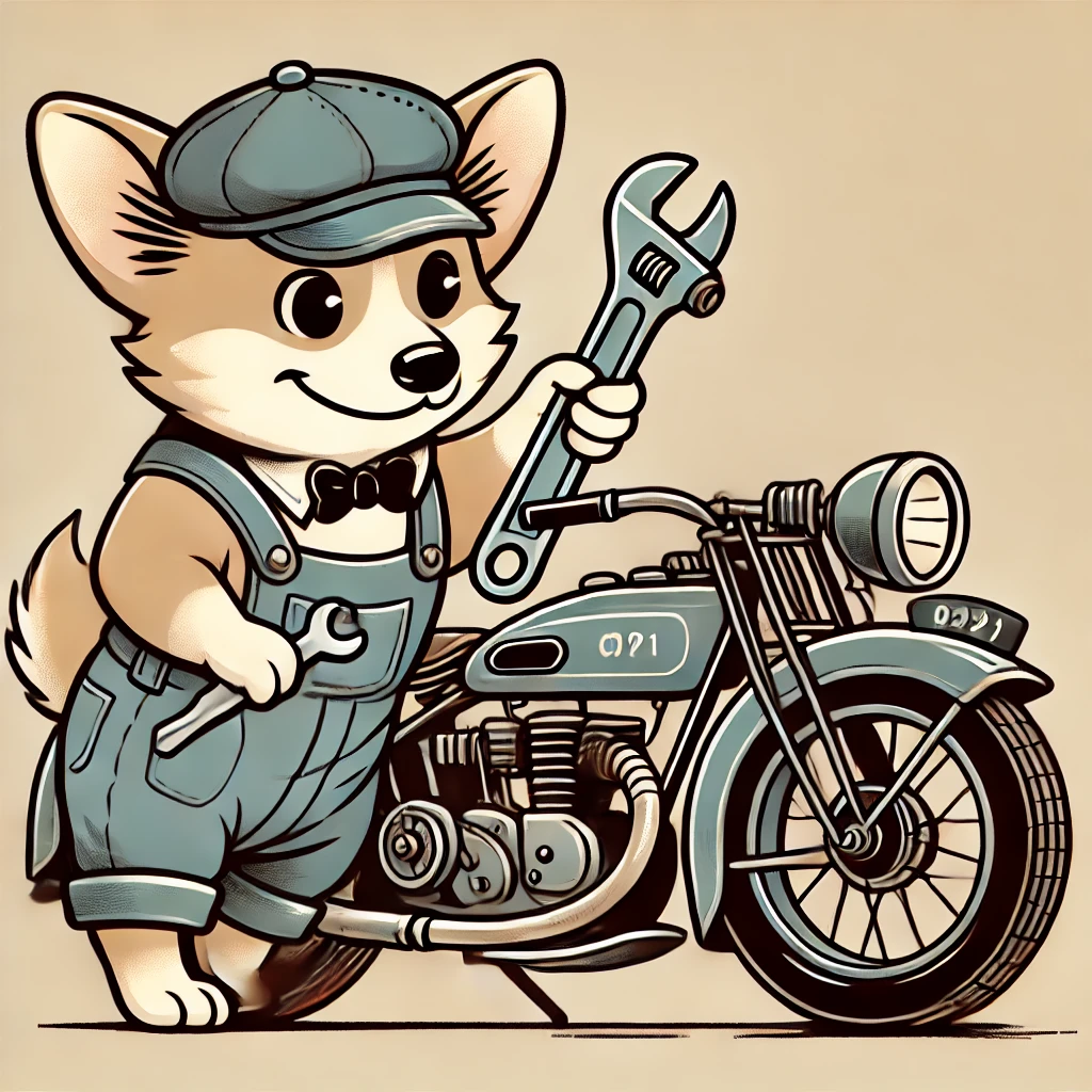 Fast Phil — a cartoon corgi mechanic with a wrench